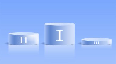 Spor ödülleri için 3D yuvarlak mavi podyumlar