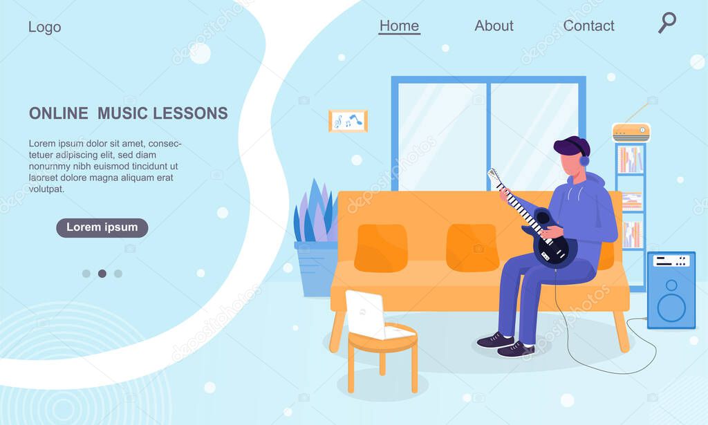 Vector illustration of online music lessons