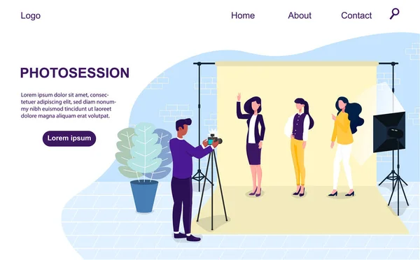 Illustrazione vettoriale della sessione fotografica in studio — Vettoriale Stock
