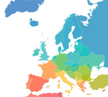 Avrupa kıtasının renkli haritası