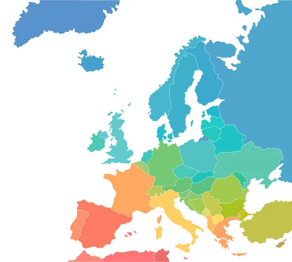 Värikäs kartta Euroopan mantereen — vektorikuva