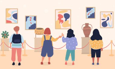 Müzede gezintiye çıkmış çocukların resimleri.