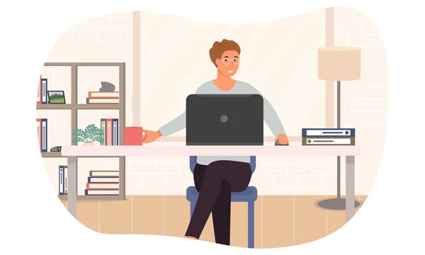 Ilustração vetorial do trabalho freelance em casa —  Vetores de Stock