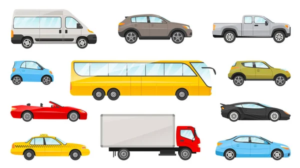 Stor uppsättning av olika bilar och fordon — Stock vektor