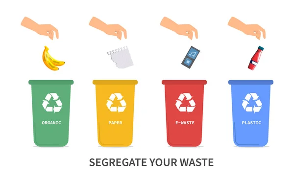 Recyclage et séparation de vos déchets concept — Image vectorielle