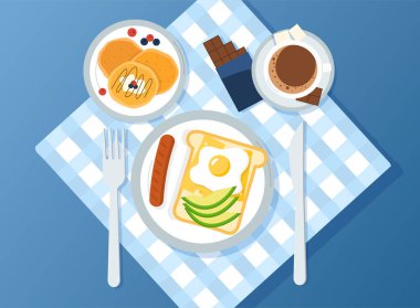 Gözleme, yumurta, tost ve kahveyle kahvaltı.