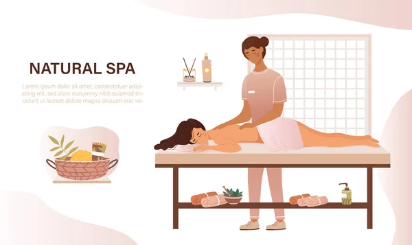 Woman having a relaxing massage at a spa — Stock Vector