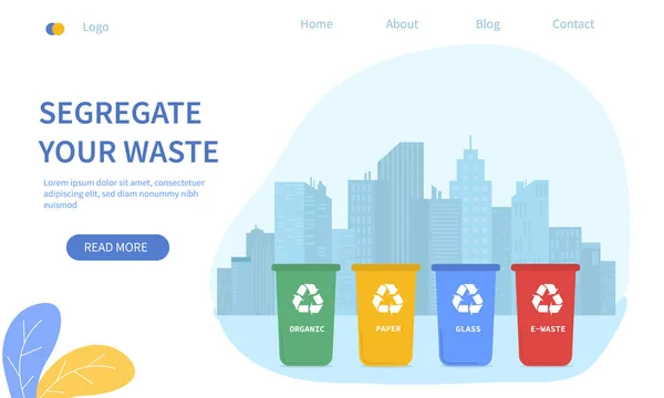Πόλη διαλογής αποβλήτων - Διαχωρίστε τα απόβλητά σας — Διανυσματικό Αρχείο