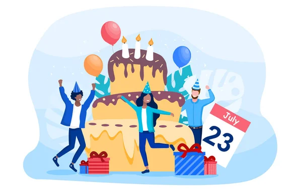 Célébration d'anniversaire avec les invités — Image vectorielle