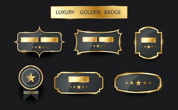 Set von 6 verschiedenen goldenen Luxusabzeichen — Stockvektor