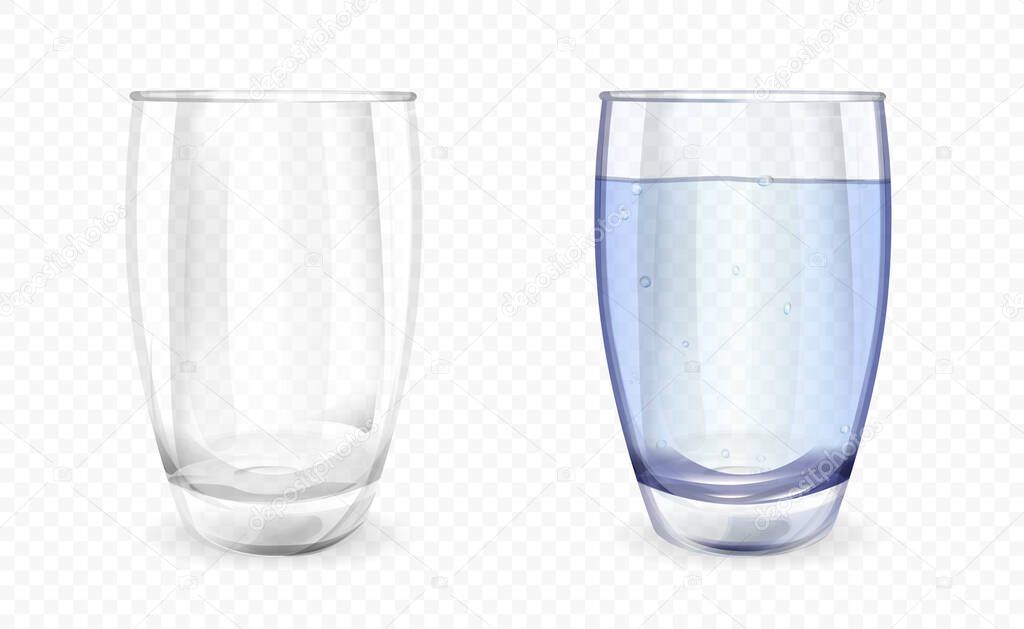 Glass or cup filled with water and empty