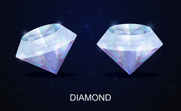 Zwei realistische facettierte Diamanten — Stockvektor