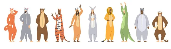 Conjunto de Kigurumi o onesies de animales para niños — Archivo Imágenes Vectoriales