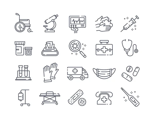 Set of black and white disease icons — Stock Vector