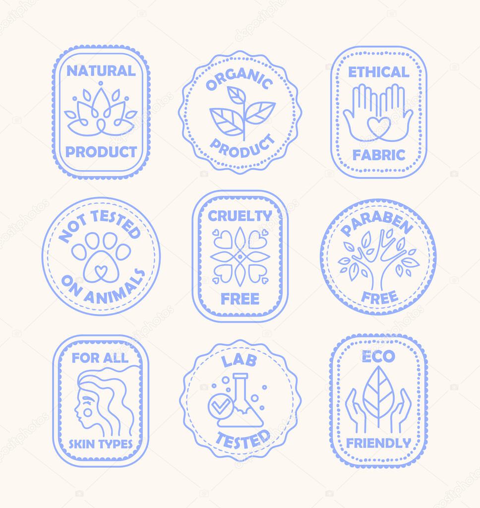 Set of blue ecology logos or labels