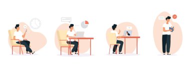 Bir adamın eğlendiği dört aktivite.