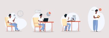 Bir adamın dört farklı aktivitesi.