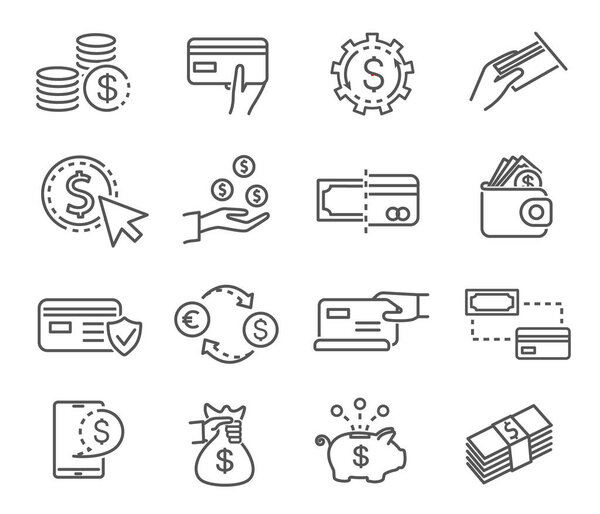 Большой набор черно-белых икон денег