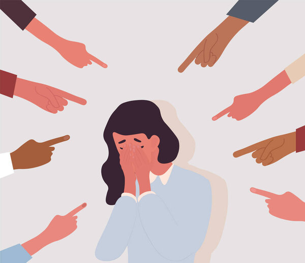 Bullied children concept with crying girl