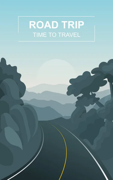 Road trip ou concept de voyage avec route ouverte — Image vectorielle