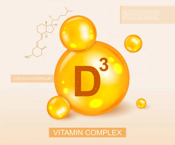 Complexo de vitamina D3 e diagrama molecular —  Vetores de Stock