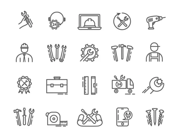 Gran conjunto de iconos de reparación o mantenimiento — Archivo Imágenes Vectoriales
