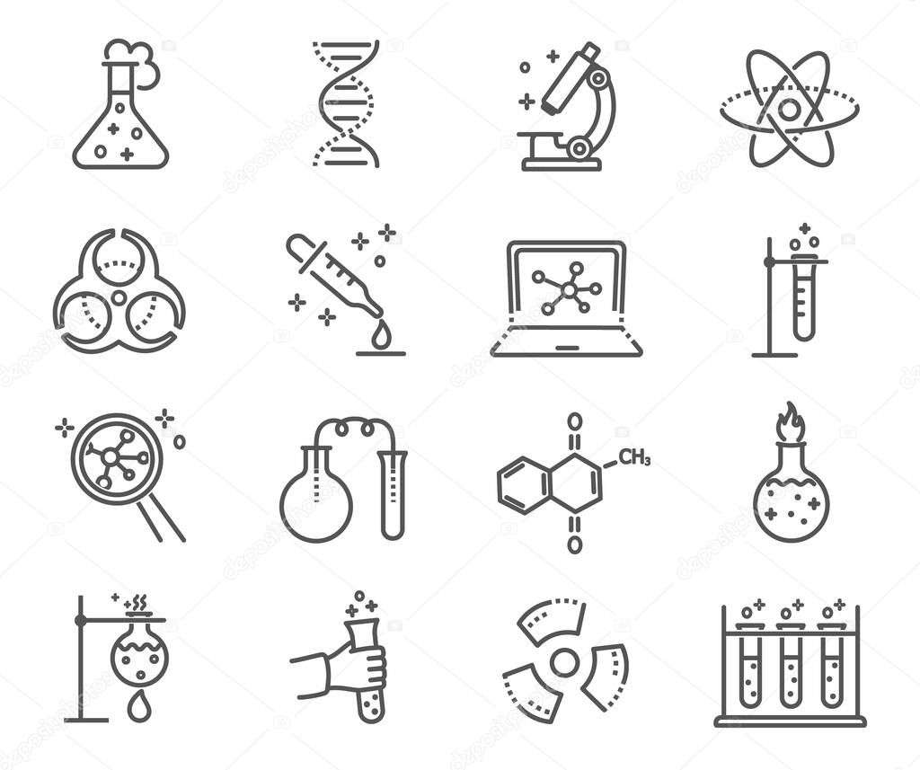 Large set of black and white laboratory icons