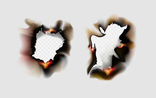 Сгоревшие края бумаги с пламенем — стоковый вектор