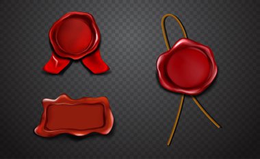 Mühürleme balmumunda üç kırmızı onay pulu