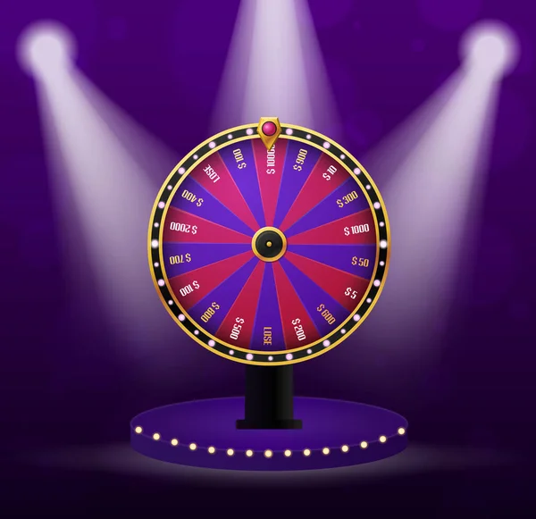 Conceito de loteria Win com roda giratória da fortuna —  Vetores de Stock