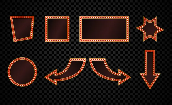 Parlayan ampullerin çeşitli şekilli çerçeveleri