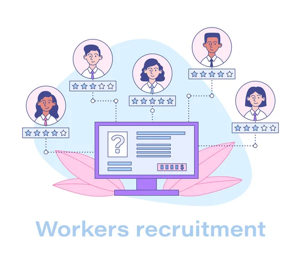 Recruter des travailleurs dans une entreprise en ligne — Image vectorielle