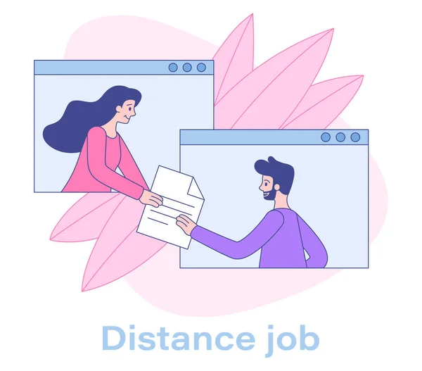 Trabalho à distância ou conceito de trabalho à distância — Vetor de Stock