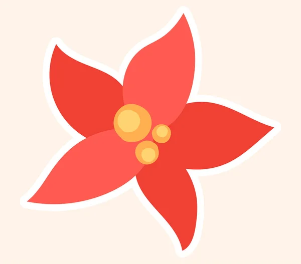 Flor de poinsettia festiva roja brillante — Vector de stock