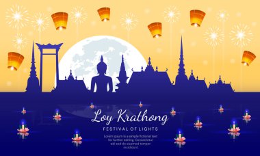 Işık Festivali veya Loy Krathong poster tasarımı