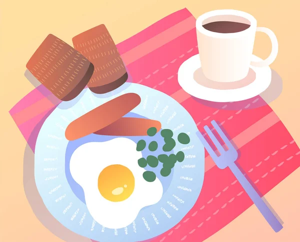 Social Media Posting zeigt ein leckeres Frühstück — Stockvektor