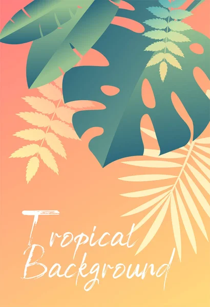 Fundo tropical quente com folhas verdes — Vetor de Stock