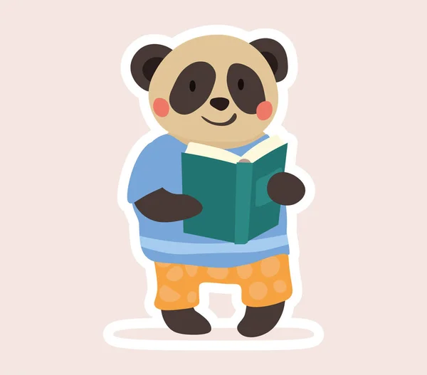 Adorable estudiante de panda sonriente — Vector de stock