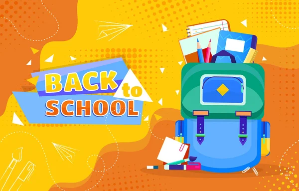 Concepto de regreso a la escuela con bolsa escolar — Vector de stock