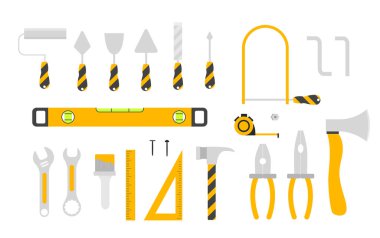 Beyaz üzerine izole edilmiş büyük el aleti simgeleri seti