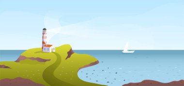 Deniz manzaralı bir deniz feneri.