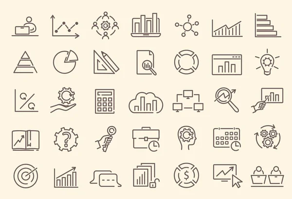 Conjunto de análisis de datos, estadísticas, iconos de análisis — Vector de stock