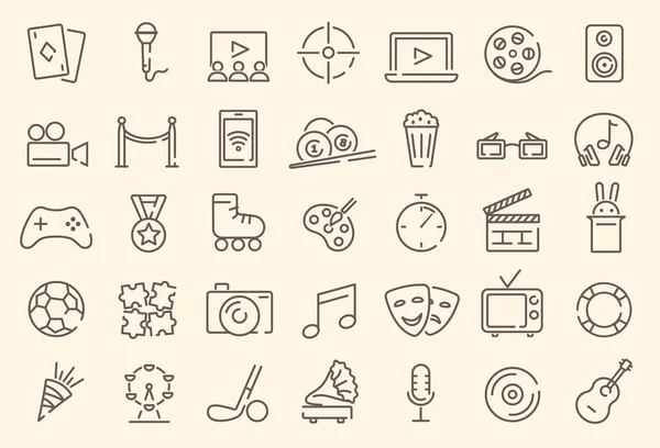 Conjunto de iconos vectoriales recreativos y de entretenimiento — Archivo Imágenes Vectoriales