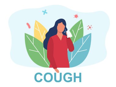 Acı çeken genç bir kadını gösteren tıbbi bir poster.