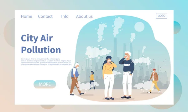 Templat halaman web City Air Pollution - Stok Vektor