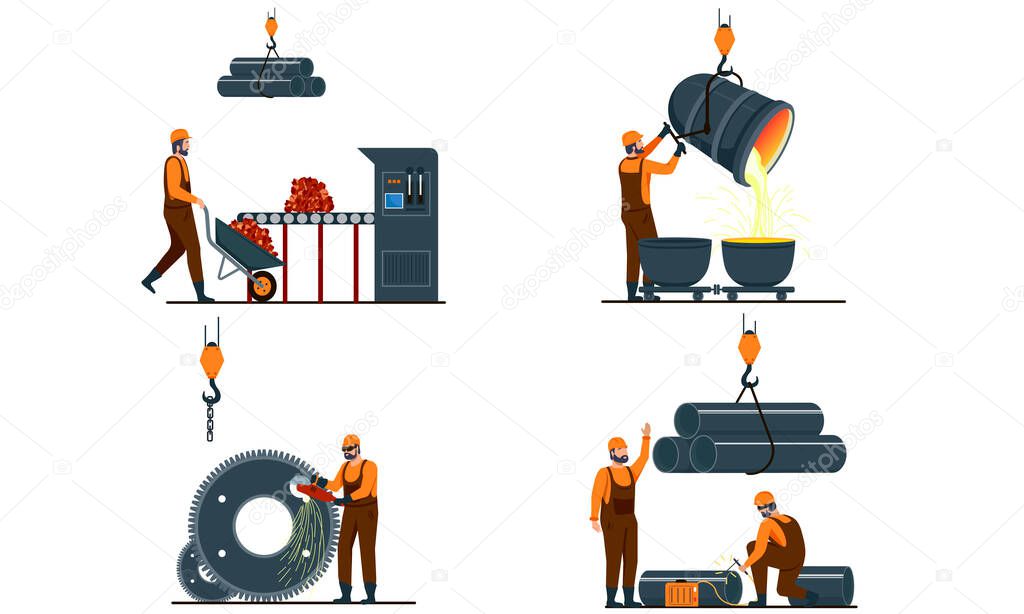 Set of metallurgy Industry illustrations