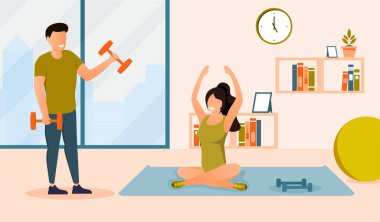 Erkek ve kadın, spor egzersizleri yapıyor.