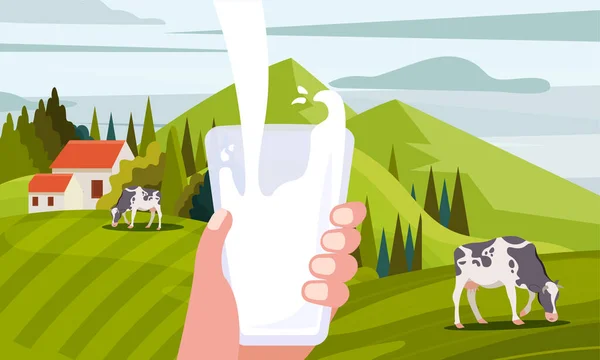 Leche del concepto de granja — Vector de stock