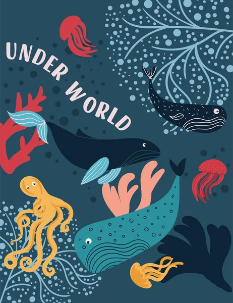 Inwoners van de onderwaterwereld — Stockvector