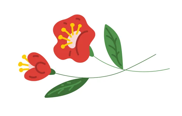 Flores rojas aisladas sobre un fondo blanco — Vector de stock